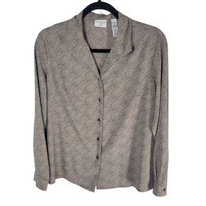 Covington Womens Sz PL Brown White Striped Long Sleeve Button Down Shirt